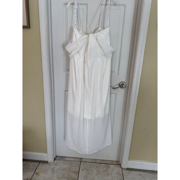 City Chic White Draped Dress Cross Back Straps Sweetheart Neckline Sheer Bridal - Picture 13 of 16